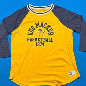 Women’s Under Armour Yellow & Navy Raglan Gus Macker Basketball Tee